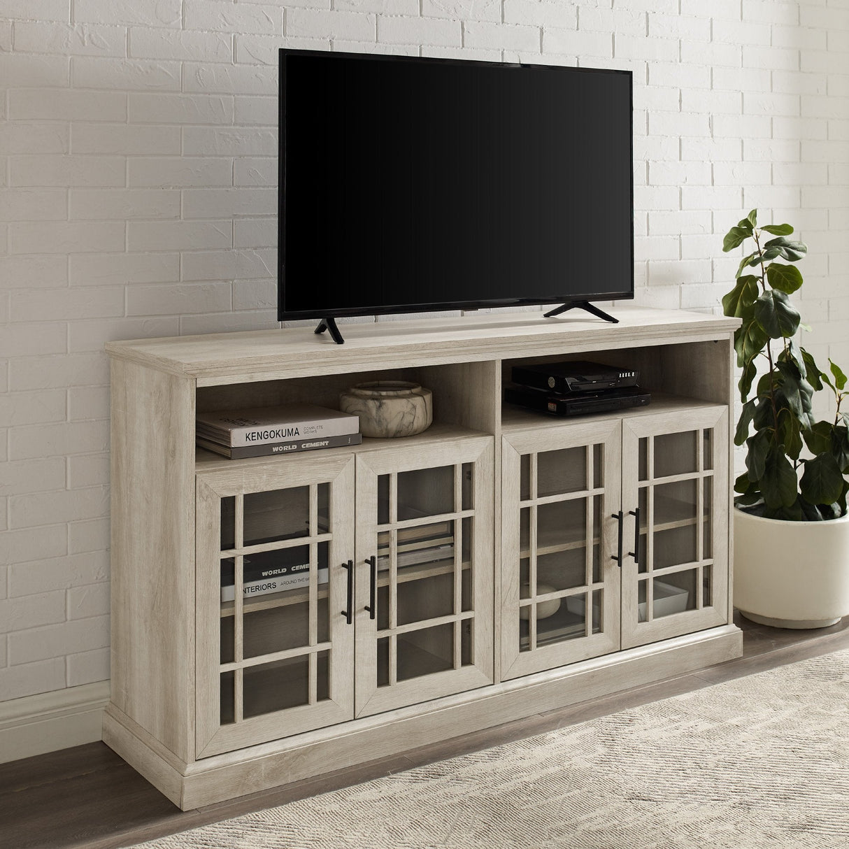 Hazel Glass 4 Door TV Stand-Entertainment-Parc Decor