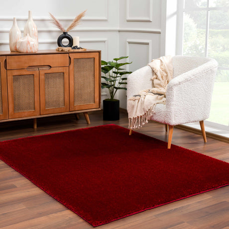 Heavenly Solid Red Plush Rug - Clearance-Rugs-Parc Decor