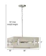 Hemsworth 4-Light 18"w Coastal Farmhouse Pendant Light Fixture Galvanized Bleached Oak Finish by Progress
