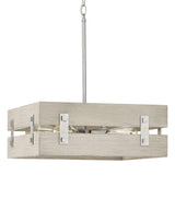 Hemsworth 4-Light 18"w Coastal Farmhouse Pendant Light Fixture Galvanized Bleached Oak Finish by Progress