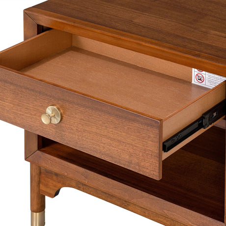 Hepburne Mid Century Walnut 1-Drawer 26 in. Nightstand with Touch Light-床头柜-Parc Decor