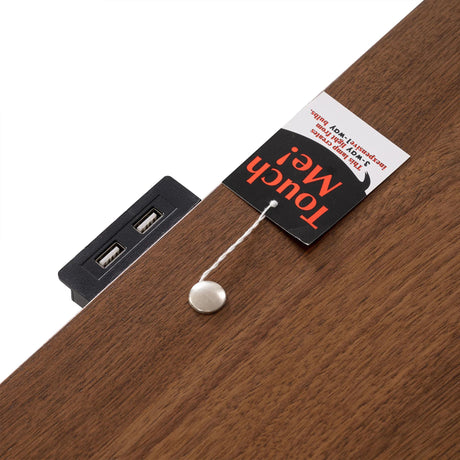 Hepburne Mid Century Walnut 1-Drawer 26 in. Nightstand with Touch Light-床头柜-Parc Decor