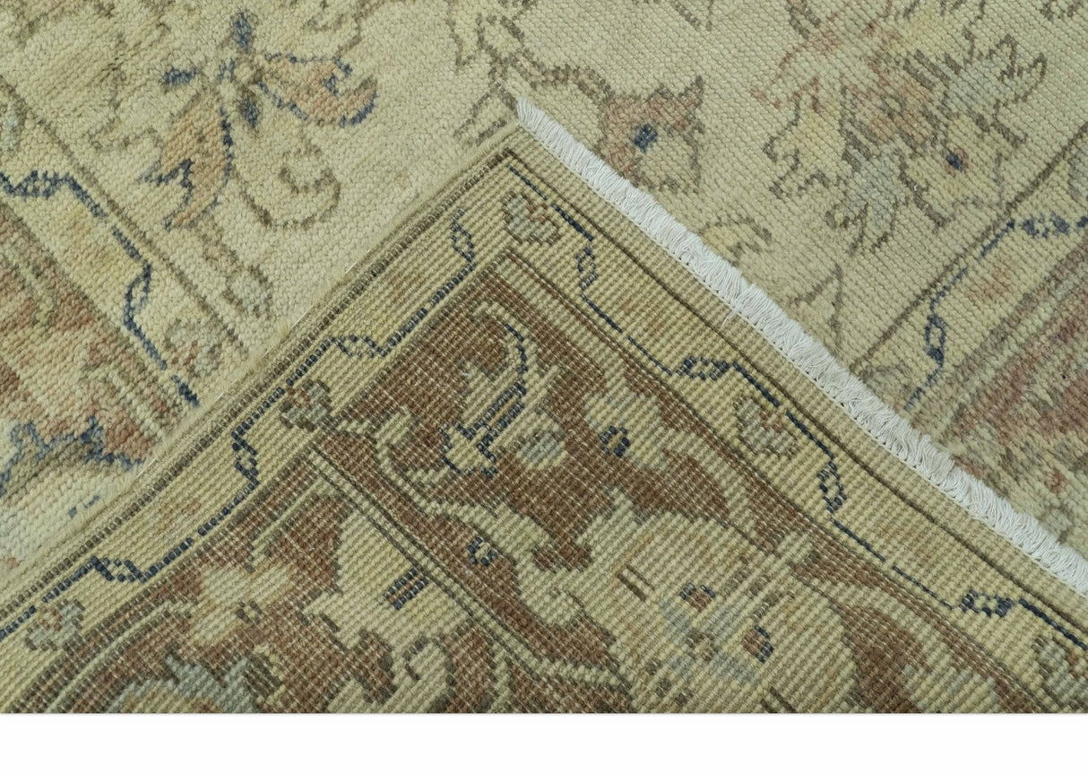 Heriz Traditional Design Beige And Blue 5.6x8 Hand Knotted Wool Area Rug