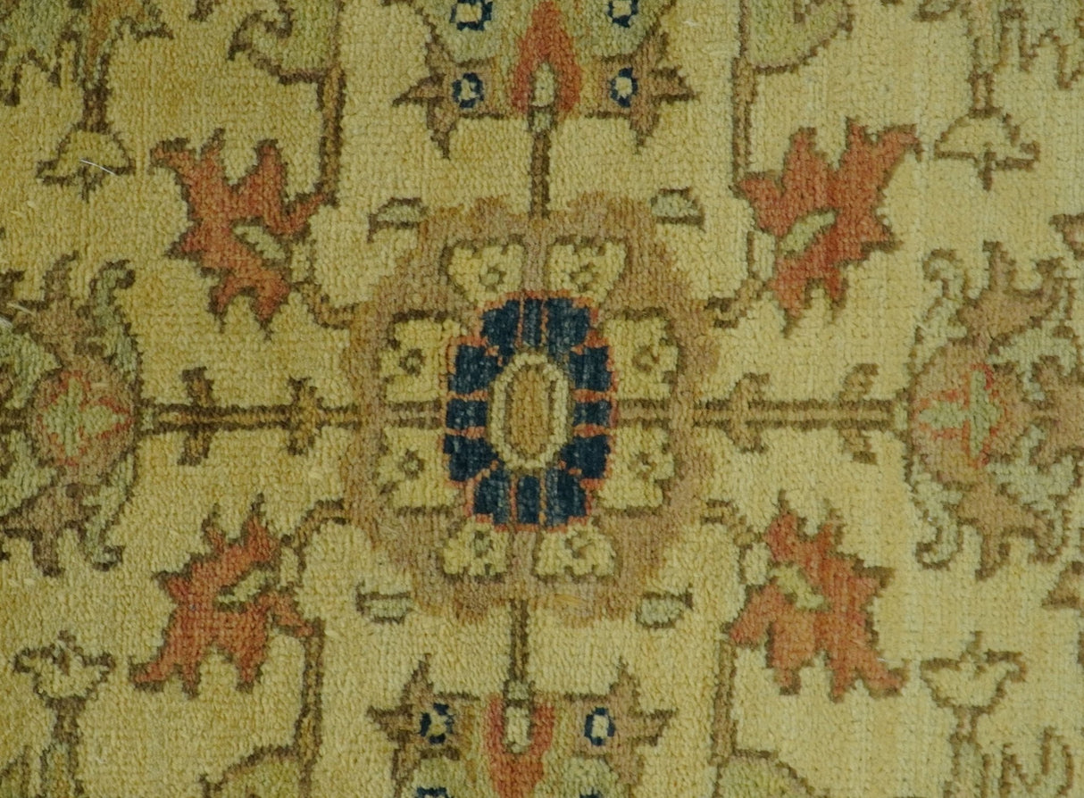 Heriz Traditional Design Gold And Rust 5x6.7 Hand Knotted Wool Area Rug
