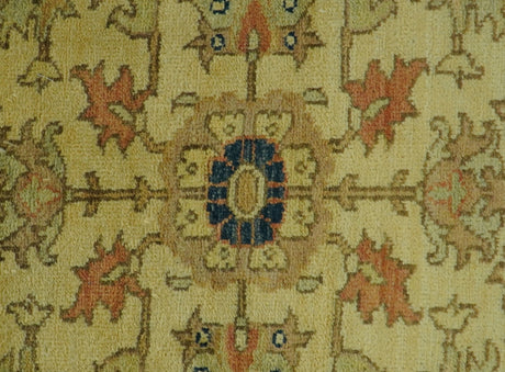 Heriz Traditional Design Gold And Rust 5x6.7 Hand Knotted Wool Area Rug