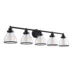 Hermosa Modern Polished Nickel & Black 5-Light Bathroom Vanity Light