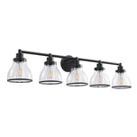Hermosa Modern Polished Nickel & Black 5-Light Bathroom Vanity Light