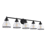 Hermosa Modern Polished Nickel & Black 5-Light Bathroom Vanity Light