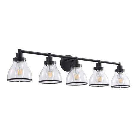 Hermosa Modern Polished Nickel & Black 5-Light Bathroom Vanity Light