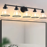 Hermosa Modern Polished Nickel & Black 5-Light Bathroom Vanity Light