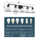 Hermosa Modern Polished Nickel & Black 5-Light Bathroom Vanity Light