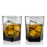 Hexagonal Crystal Double Old Fashioned Glasses in Smoke-product_type::stemless_cocktail_glasses-Parc Decor