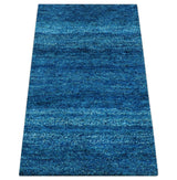 High Pile Blue Hand knotted Contemporary Custom Made Solid Afghan wool Area Rug