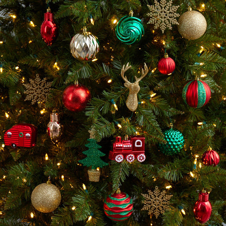 Holiday Deluxe Shatterproof, 25 Count Christmas Tree Ornament Box Set, Re-Useable Container-Ornament-Parc Decor