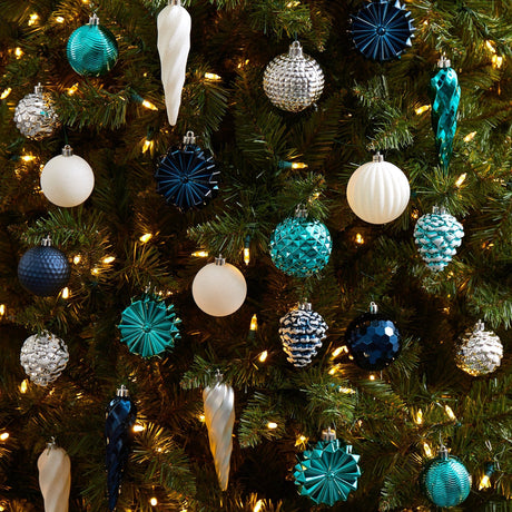 Holiday Deluxe Shatterproof, 39 Count Christmas Tree Ornament Box Set, Re-Useable Container-Ornament-Parc Decor