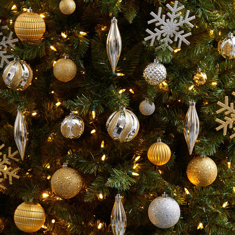 Holiday Deluxe Shatterproof, 60 Count Christmas Tree Ornament Box Set, Re-Useable Container-Ornament-Parc Decor