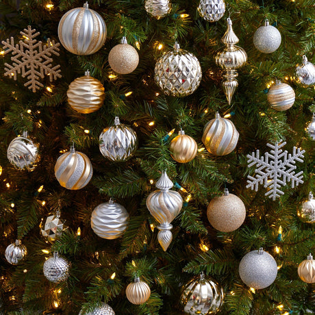 Holiday Deluxe Shatterproof, 81 Count Christmas Tree Ornament Set Reusable Container-Ornament-Parc Decor