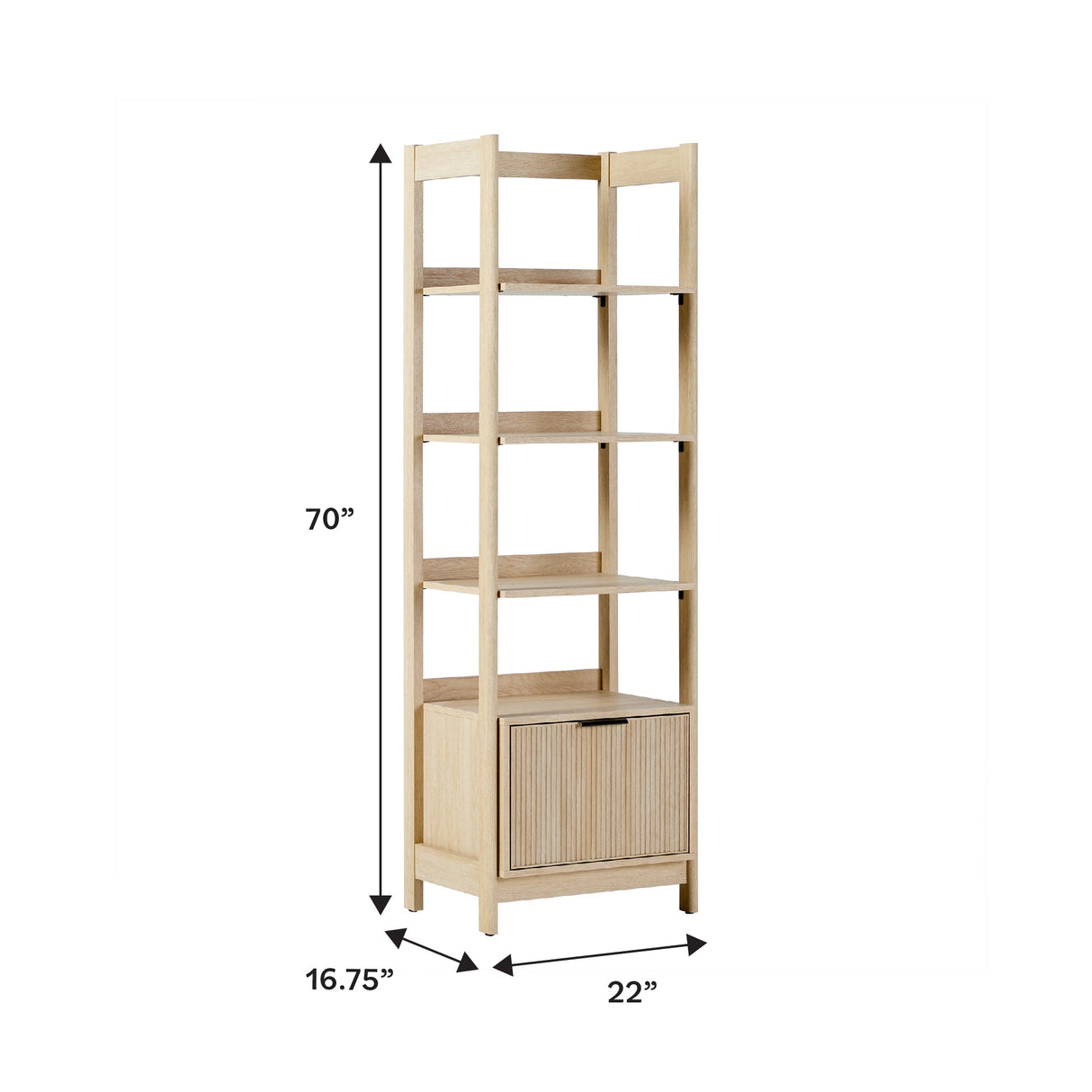 Holmes Modern Scandinavian Reeded Bookshelf