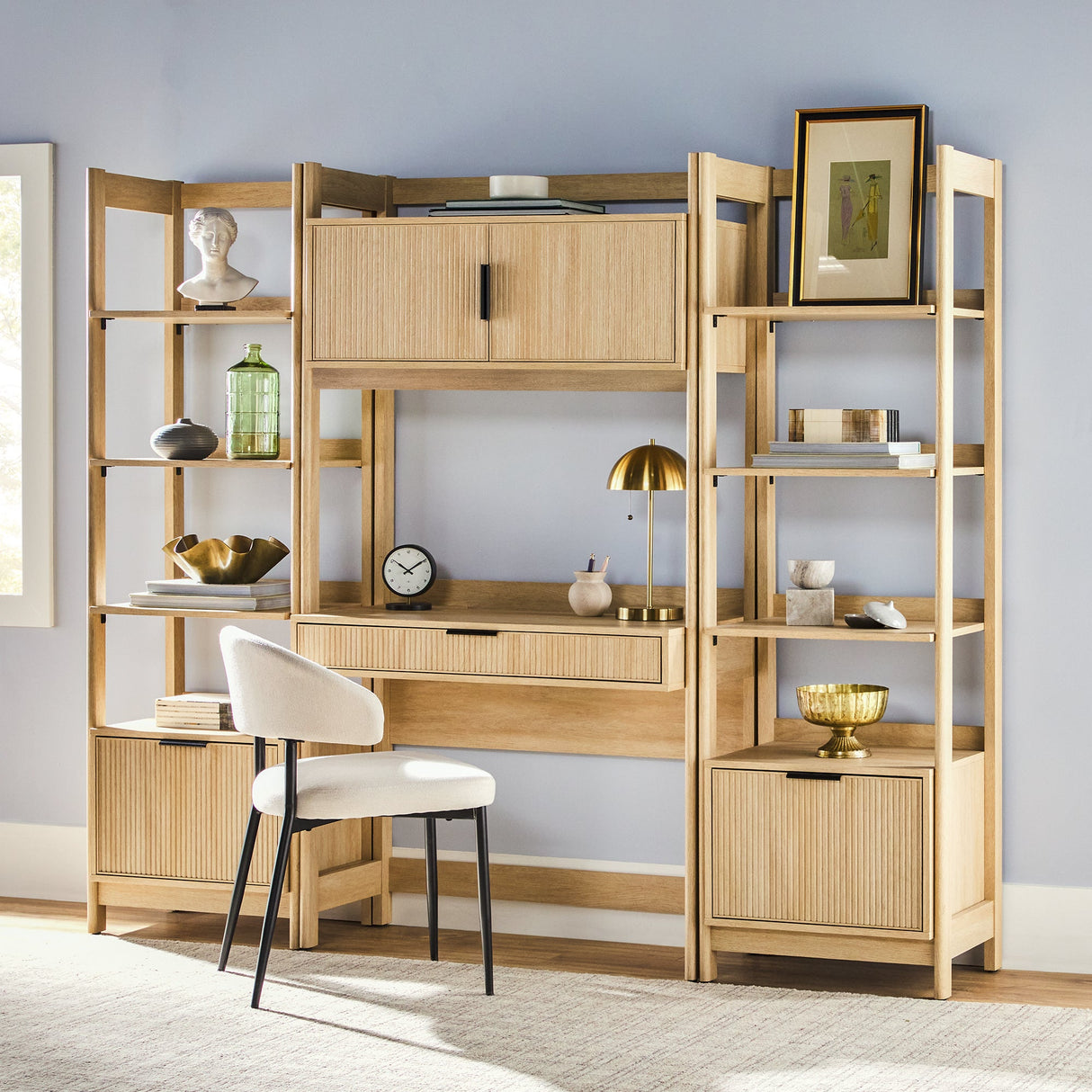 Holmes Modern Scandinavian Reeded Bookshelf-Home Office-Parc Decor