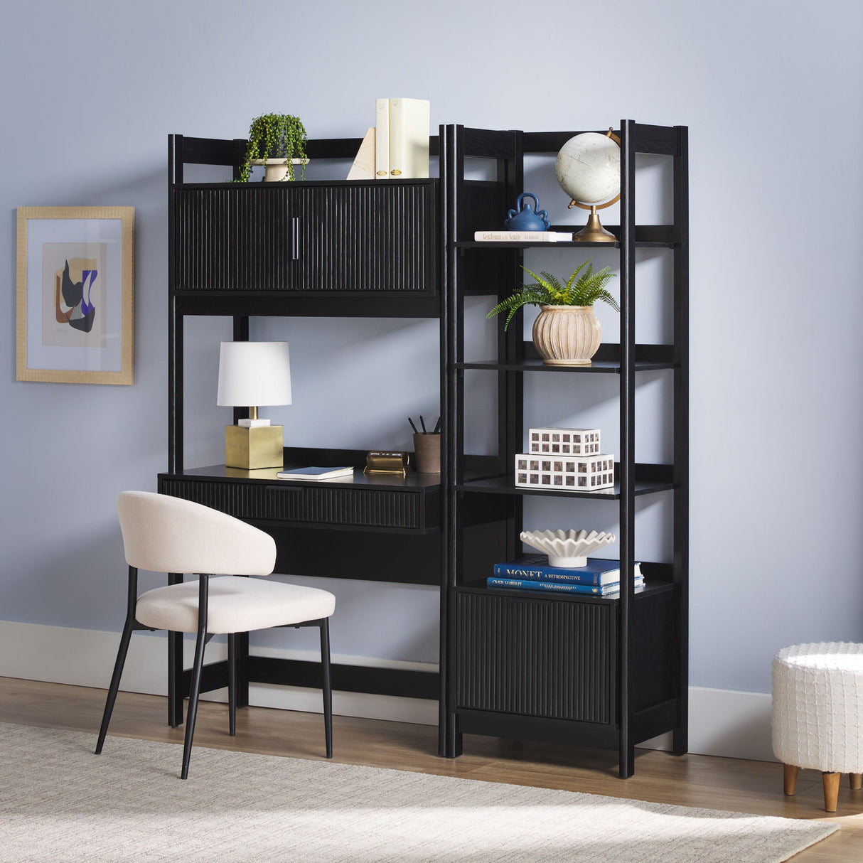 Holmes Modern Scandinavian Reeded Bookshelf-Home Office-Parc Decor