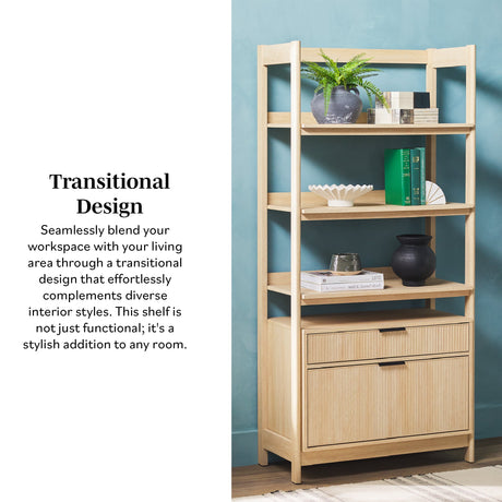 Holmes Modern Scandinavian Reeded Wide Bookshelf