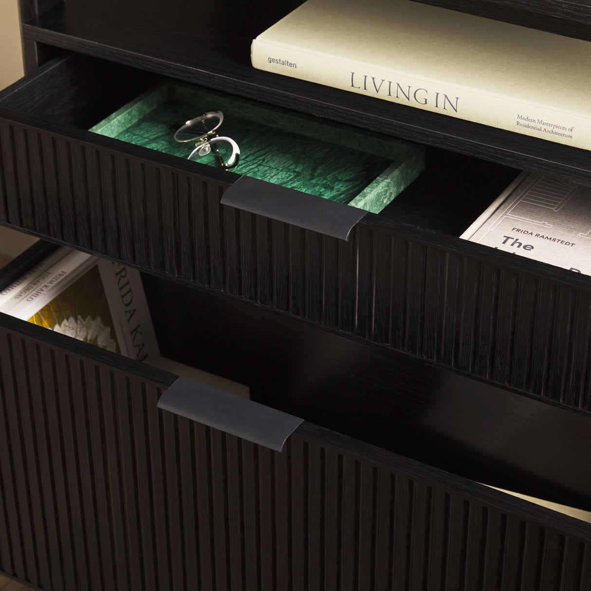 Holmes Modern Scandinavian Reeded Wide Bookshelf-Home Office-Parc Decor