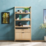 Holmes Modern Scandinavian Reeded Wide Bookshelf-Home Office-Parc Decor