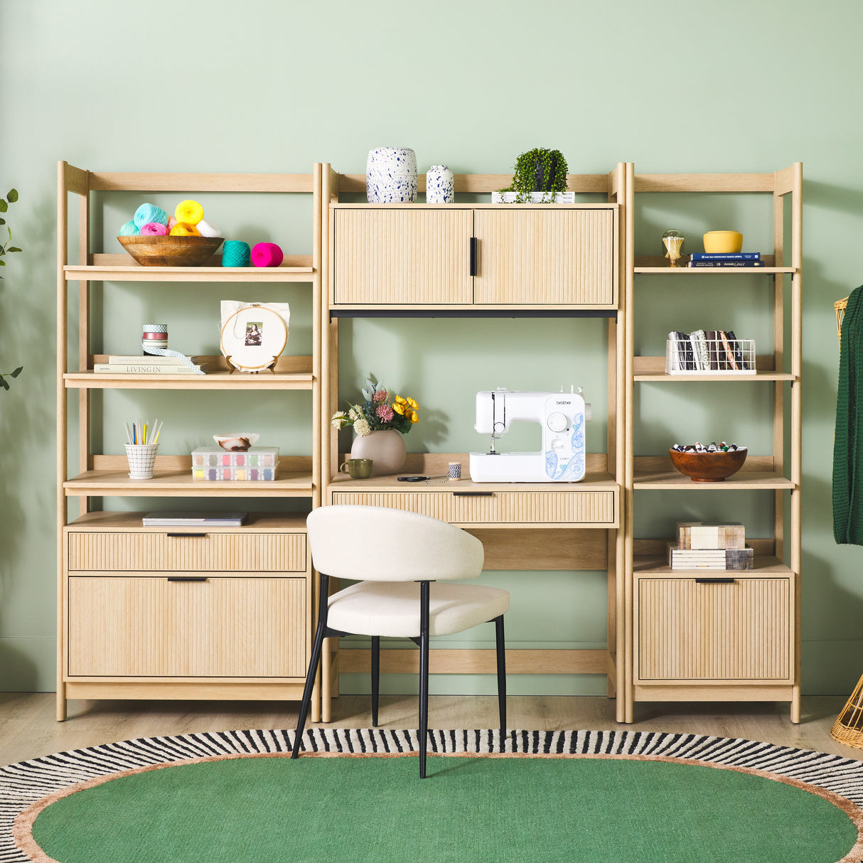Holmes Modern Scandinavian Reeded Writing Storage Desk with USB