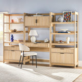 Holmes Modern Scandinavian Reeded Writing Storage Desk with USB
