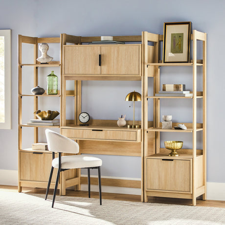 Holmes Modern Scandinavian Reeded Writing Storage Desk with USB-Home Office-Parc Decor