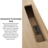 Holmes Modern Scandinavian Reeded Writing Storage Desk with USB-Home Office-Parc Decor