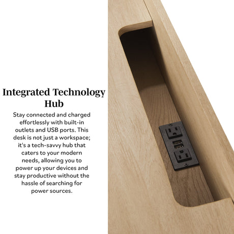 Holmes Modern Scandinavian Reeded Writing Storage Desk with USB-Home Office-Parc Decor