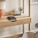 Holmes Modern Scandinavian Reeded Writing Storage Desk with USB-Home Office-Parc Decor