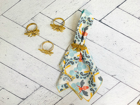 Honey Bee Cloth Napkins, set of four-Napkins-Parc Decor