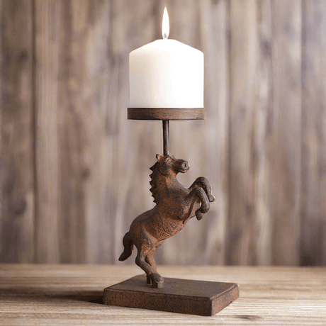 Horse Candle Holder in Rustic Cast Iron-Candle Holder-Parc Decor