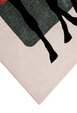 Horse Rider Pattern Beige And Black Hand Tufted 5x8 Wool Rug
