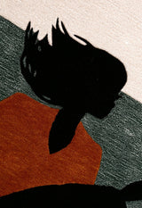 Horse Rider Pattern Beige And Black Hand Tufted 5x8 Wool Rug