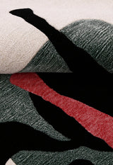 Horse Rider Pattern Beige And Black Hand Tufted 5x8 Wool Rug