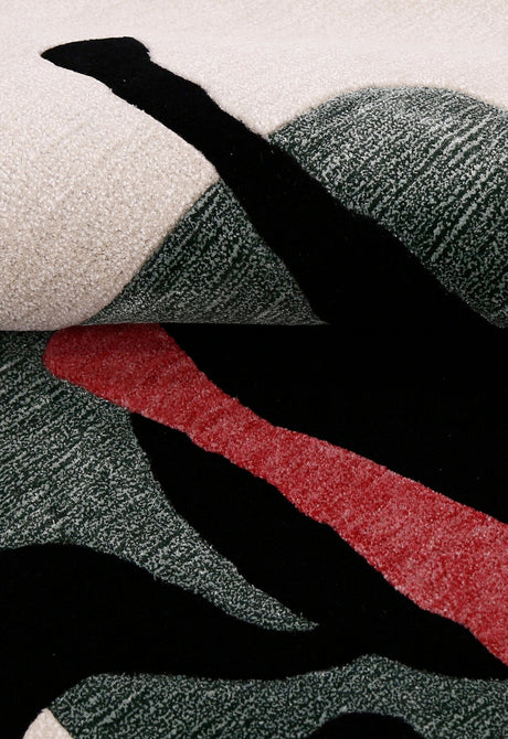 Horse Rider Pattern Beige And Black Hand Tufted 5x8 Wool Rug