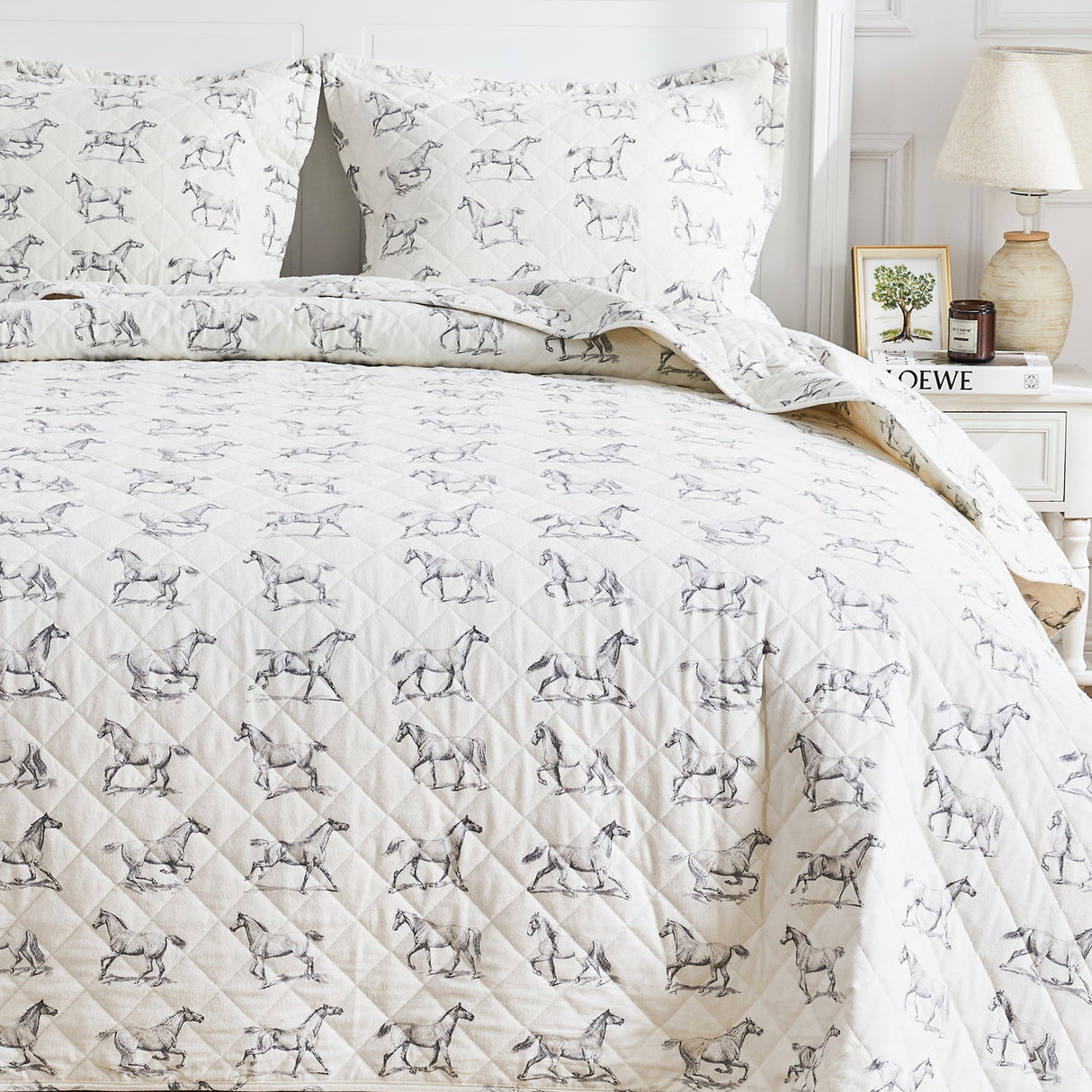 Horses Cotton Flannel Quilt Set-Quilt-Parc Decor