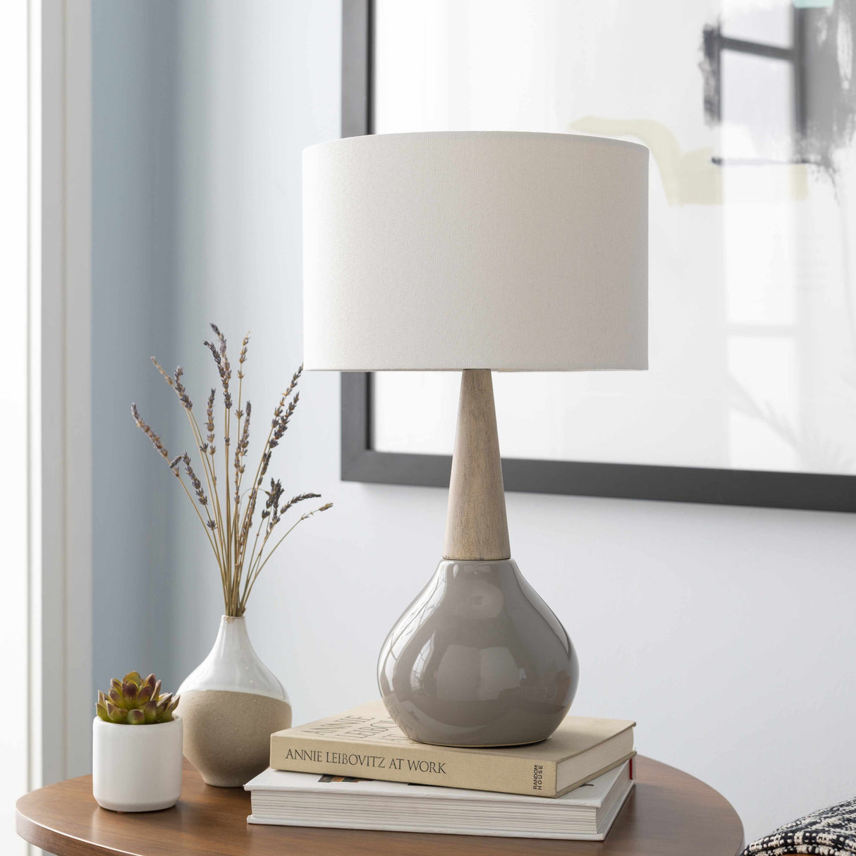 Hydesville Gray Ceramic Table Lamp-Lighting-Parc Decor