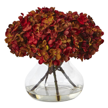 Hydrangea with Vase Silk Flower Arrangement-Arrangement-Parc Decor