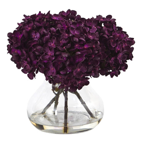 Hydrangea with Vase Silk Flower Arrangement-Arrangement-Parc Decor