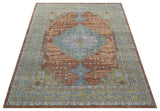 Idris Custom Made Peach, Rust And Beige Turkish Design Hand Knotted Wool Rug
