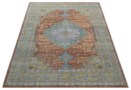 Idris Custom Made Peach, Rust And Beige Turkish Design Hand Knotted Wool Rug