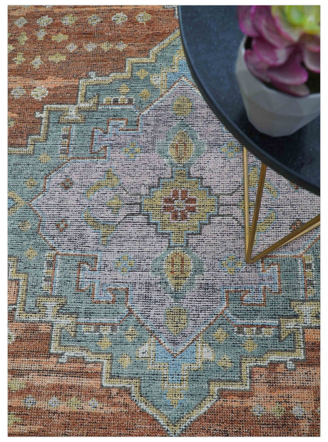 Idris Custom Made Peach, Rust And Beige Turkish Design Hand Knotted Wool Rug