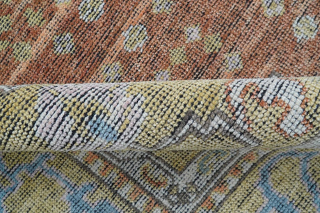 Idris Custom Made Peach, Rust And Beige Turkish Design Hand Knotted Wool Rug
