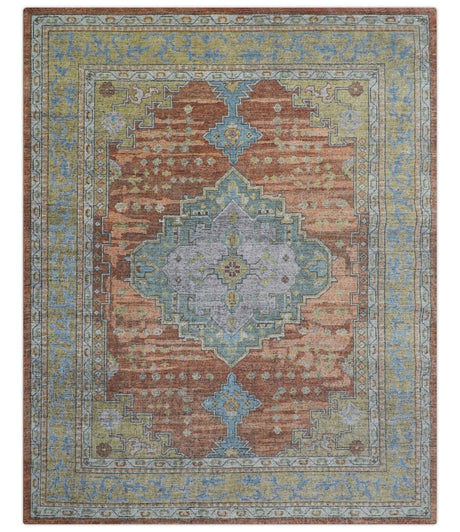 Idris Custom Made Peach, Rust And Beige Turkish Design Hand Knotted Wool Rug