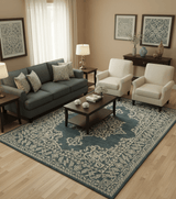 Idris Custom Made Turkish Design Gray And Ivory Hand Knotted Wool Rug