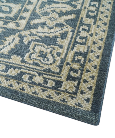 Idris Custom Made Turkish Design Gray And Ivory Hand Knotted Wool Rug